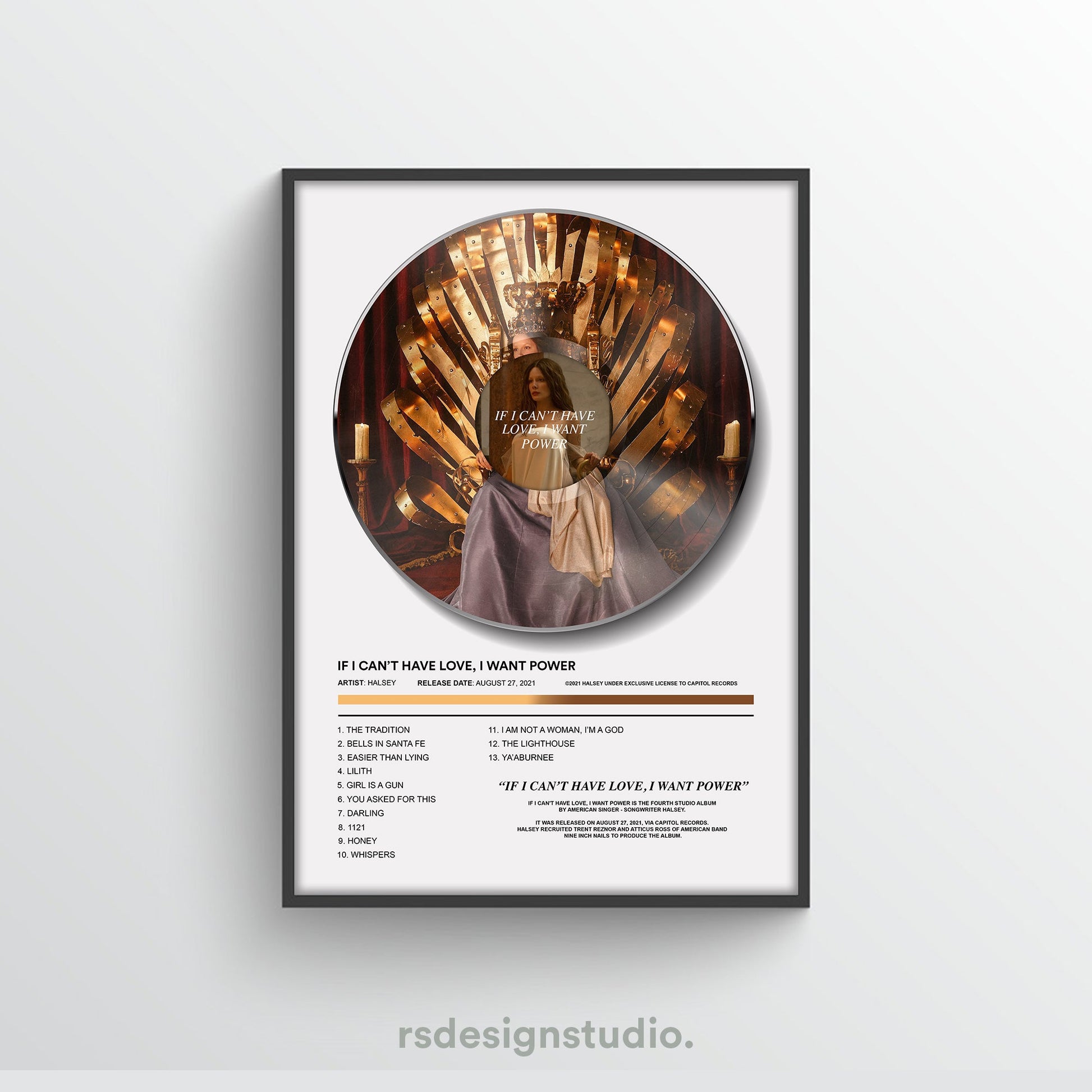 Halsey If I Can't Have Love, I Want Power Vinyl Poster - rsdesignstudio