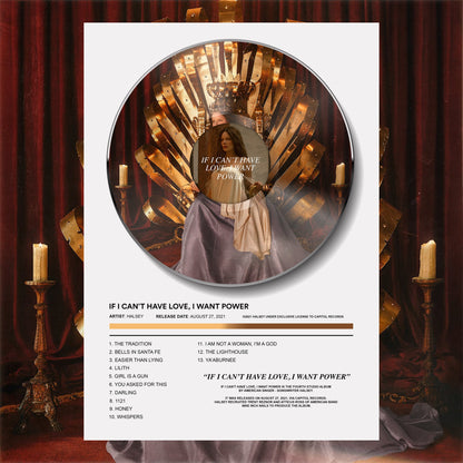 Halsey If I Can't Have Love, I Want Power Vinyl Poster - rsdesignstudio