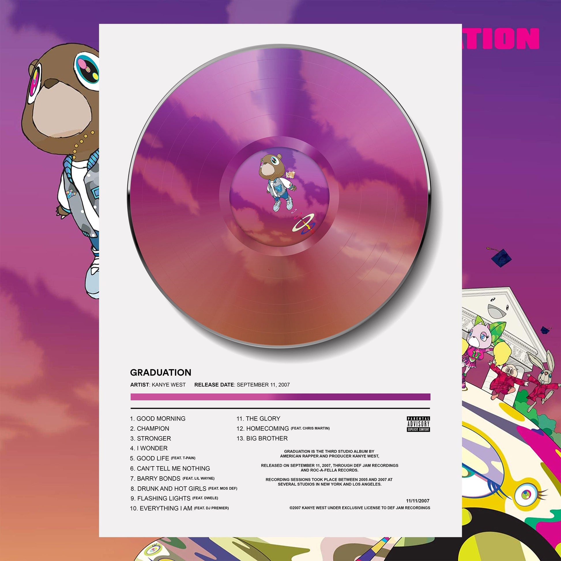 Kanye West Graduation Vinyl Poster - rsdesignstudio
