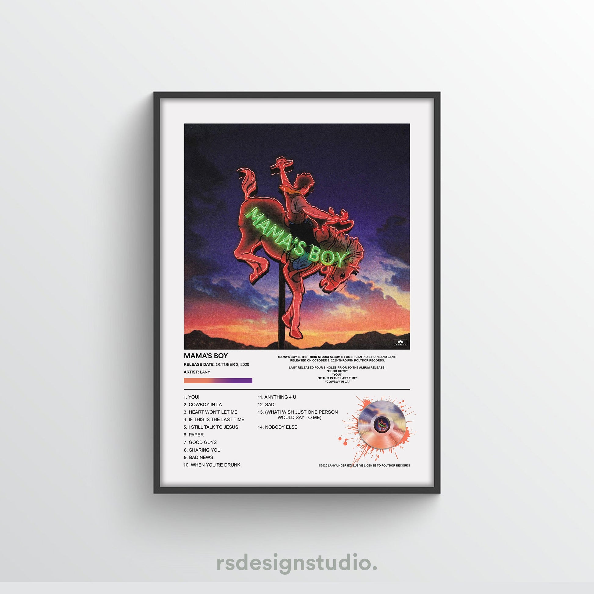 LANY Mama's Boy Album Poster - rsdesignstudio