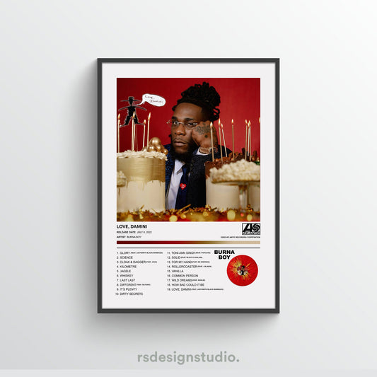 Burna Boy LOVE, DAMINI Album Poster
