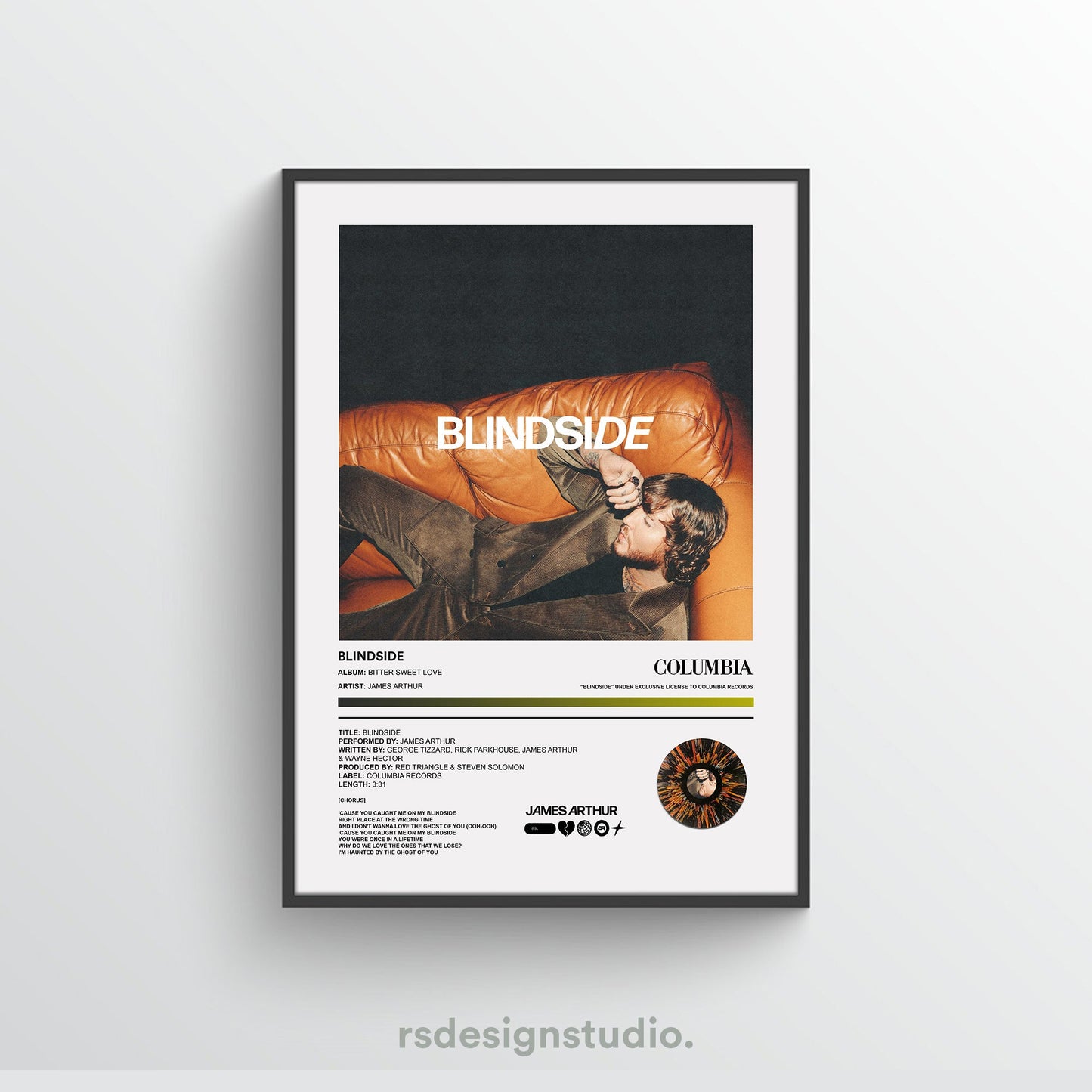 James Arthur BLINDSIDE Poster