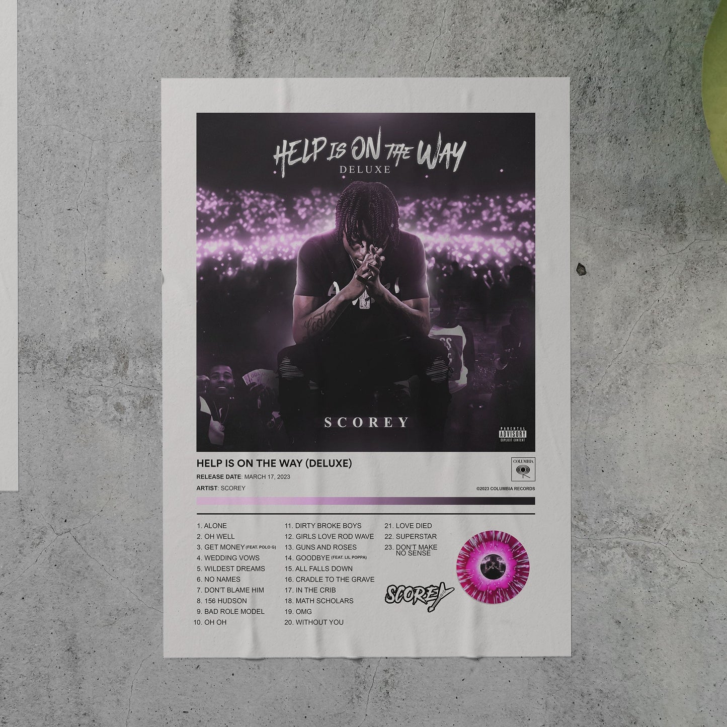 Scorey HELP IS ON THE WAY (DELUXE) Album Poster