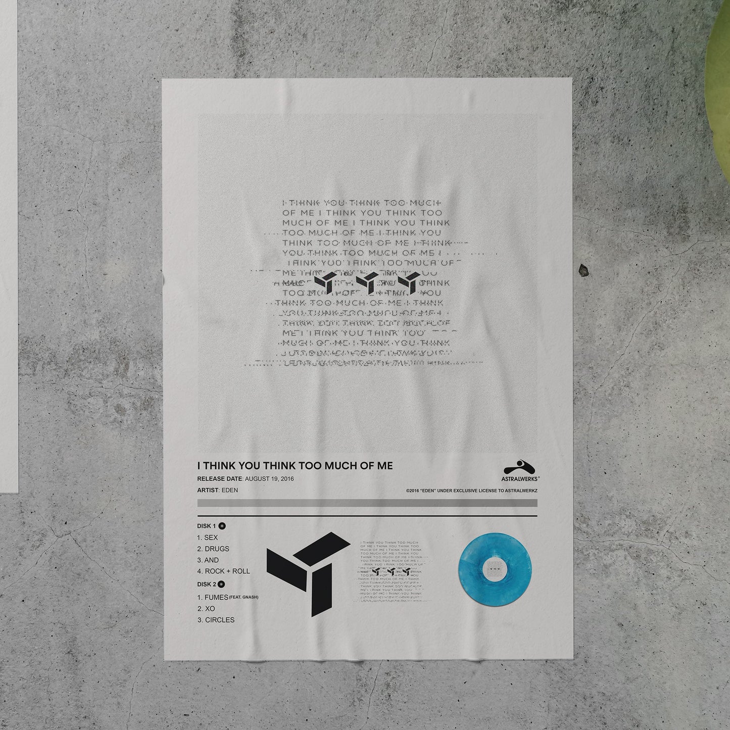 Eden I THINK YOU THINK TOO MUCH OF ME Album Poster