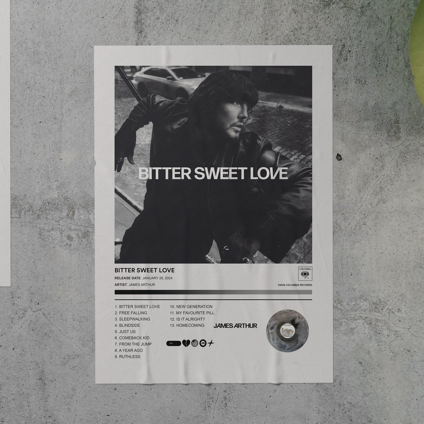 James Arthur BITTER SWEET LOVE Album Poster