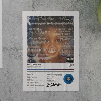 21 Savage AMERICAN DREAM Album Poster
