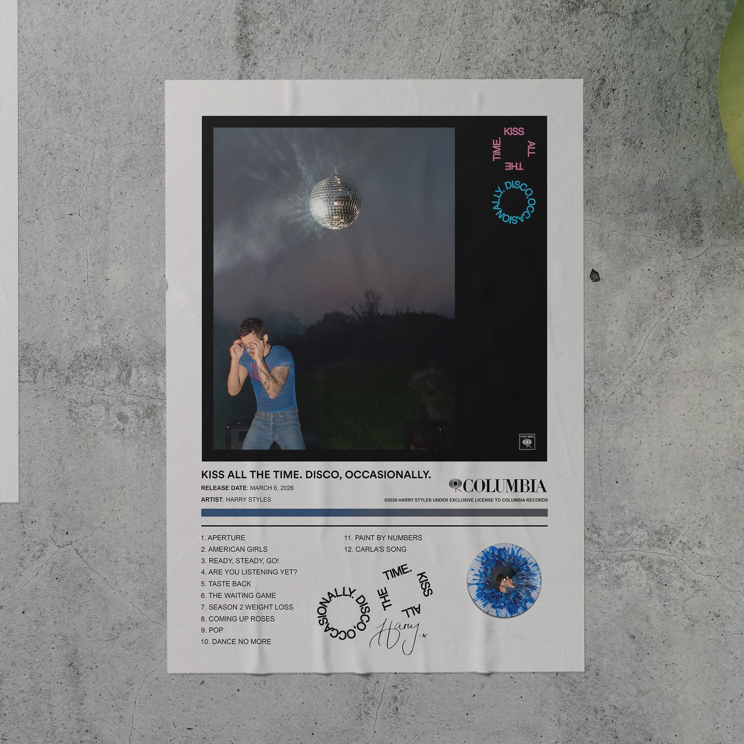 Harry Styles KISS ALL THE TIME DISCO OCCASIONALLY Album Poster