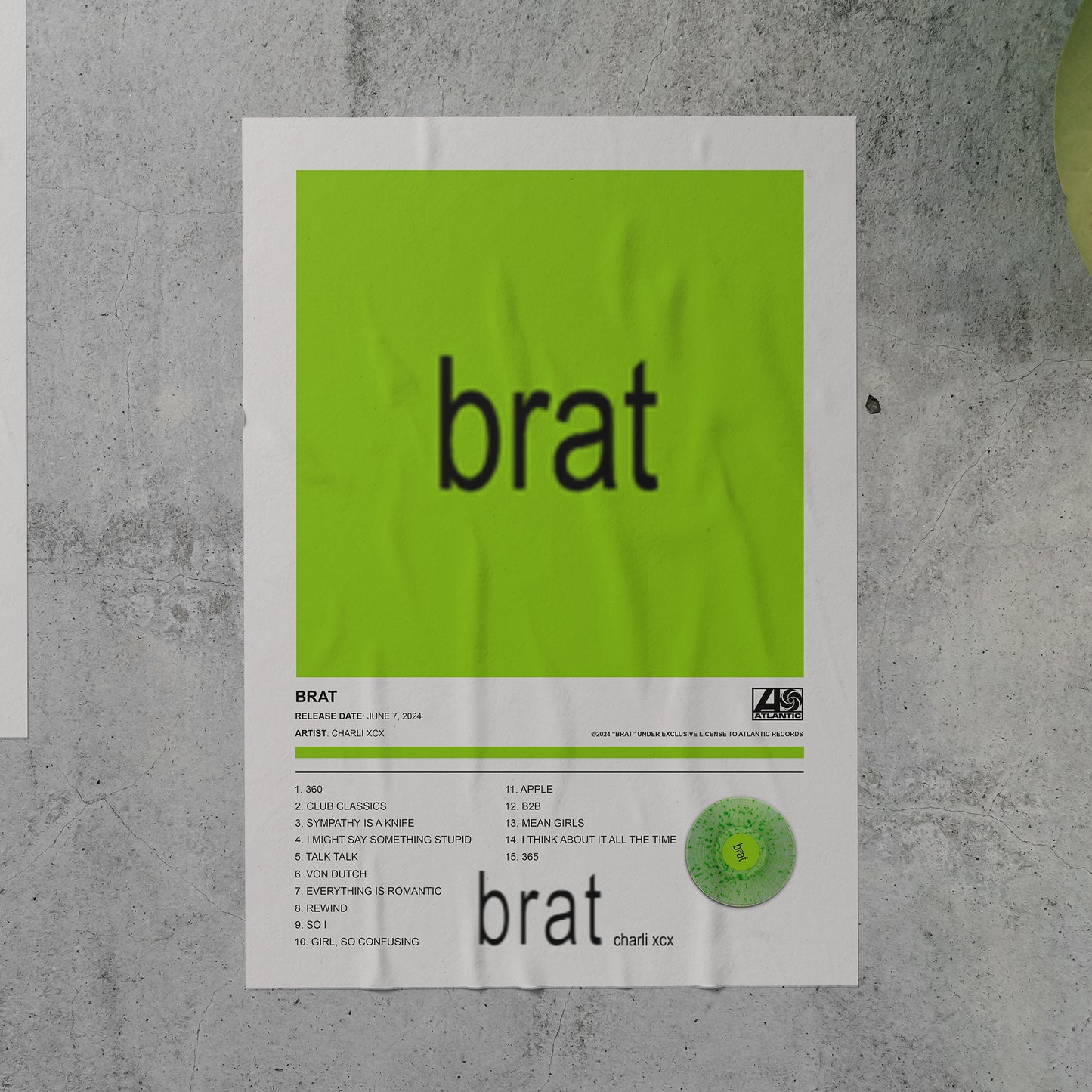Charli xcx BRAT Album Poster
