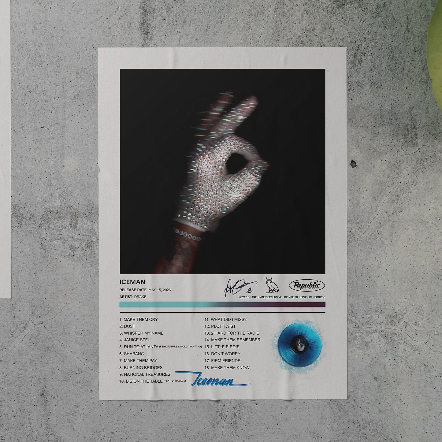 Drake ICEMAN Album Poster