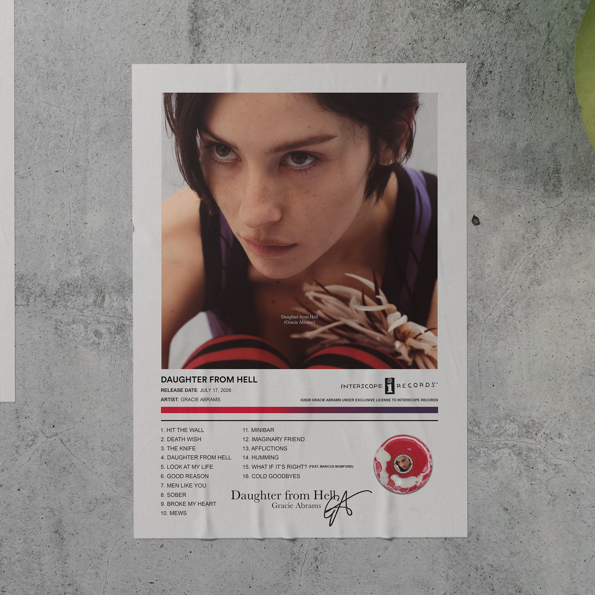Gracie Abrams DAUGHTER FROM HELL Album Poster – The Poster Club