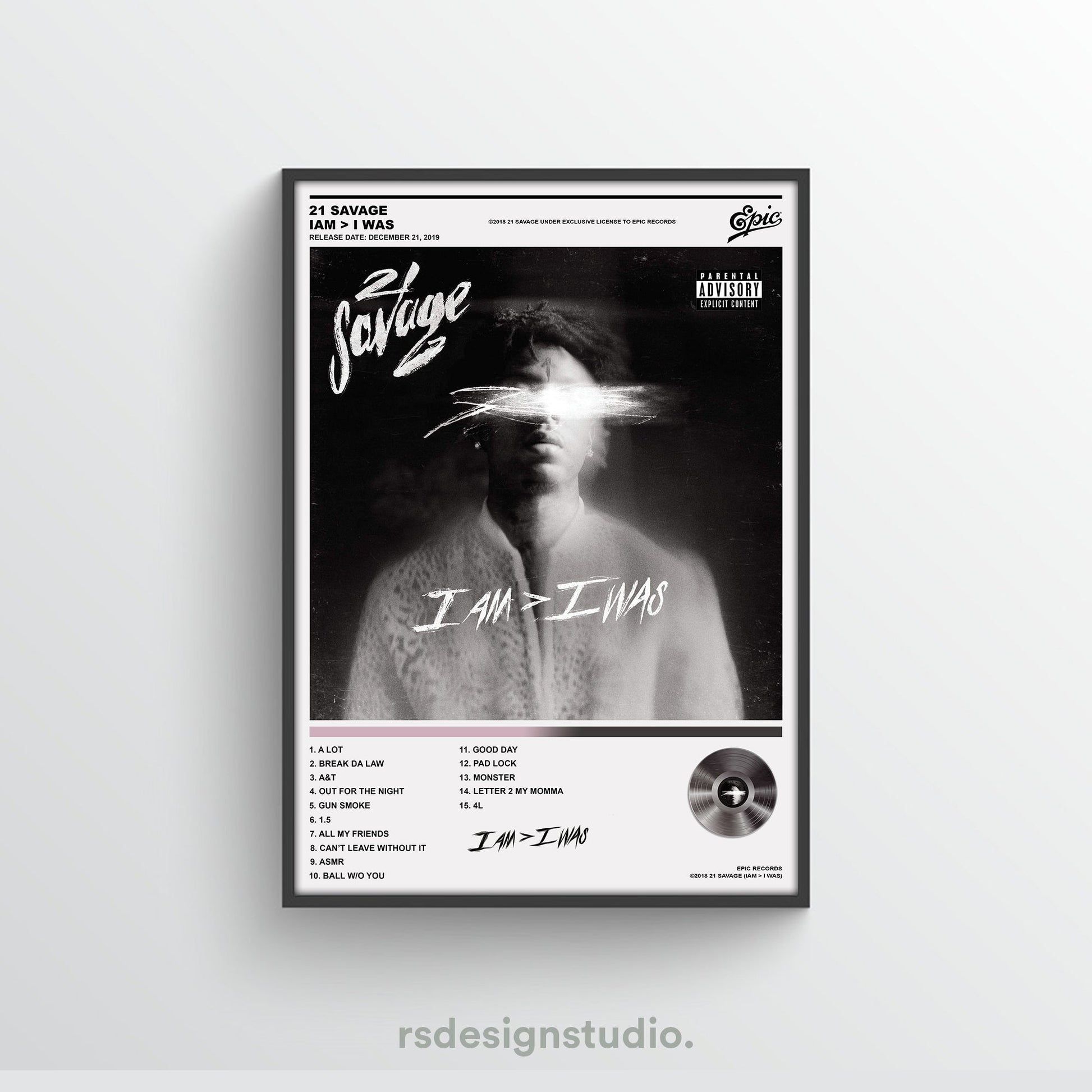 21 Savage IAM > I WAS Album Poster - rsdesignstudio