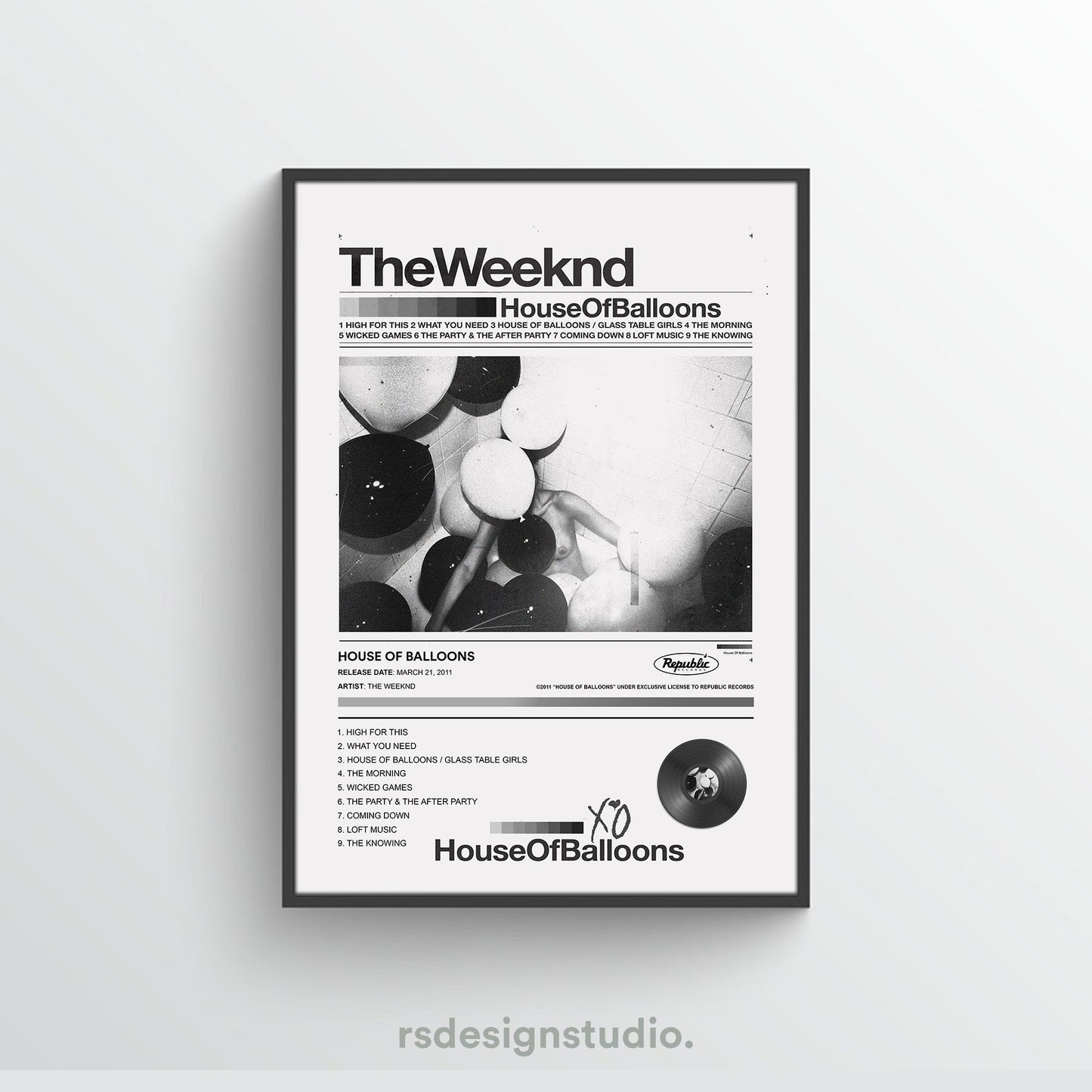 The Weeknd HOUSE OF BALLOONS Album Poster