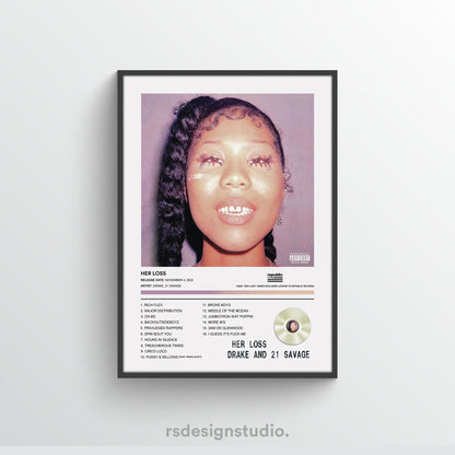 Drake & 21 Savage HER LOSS Album Poster