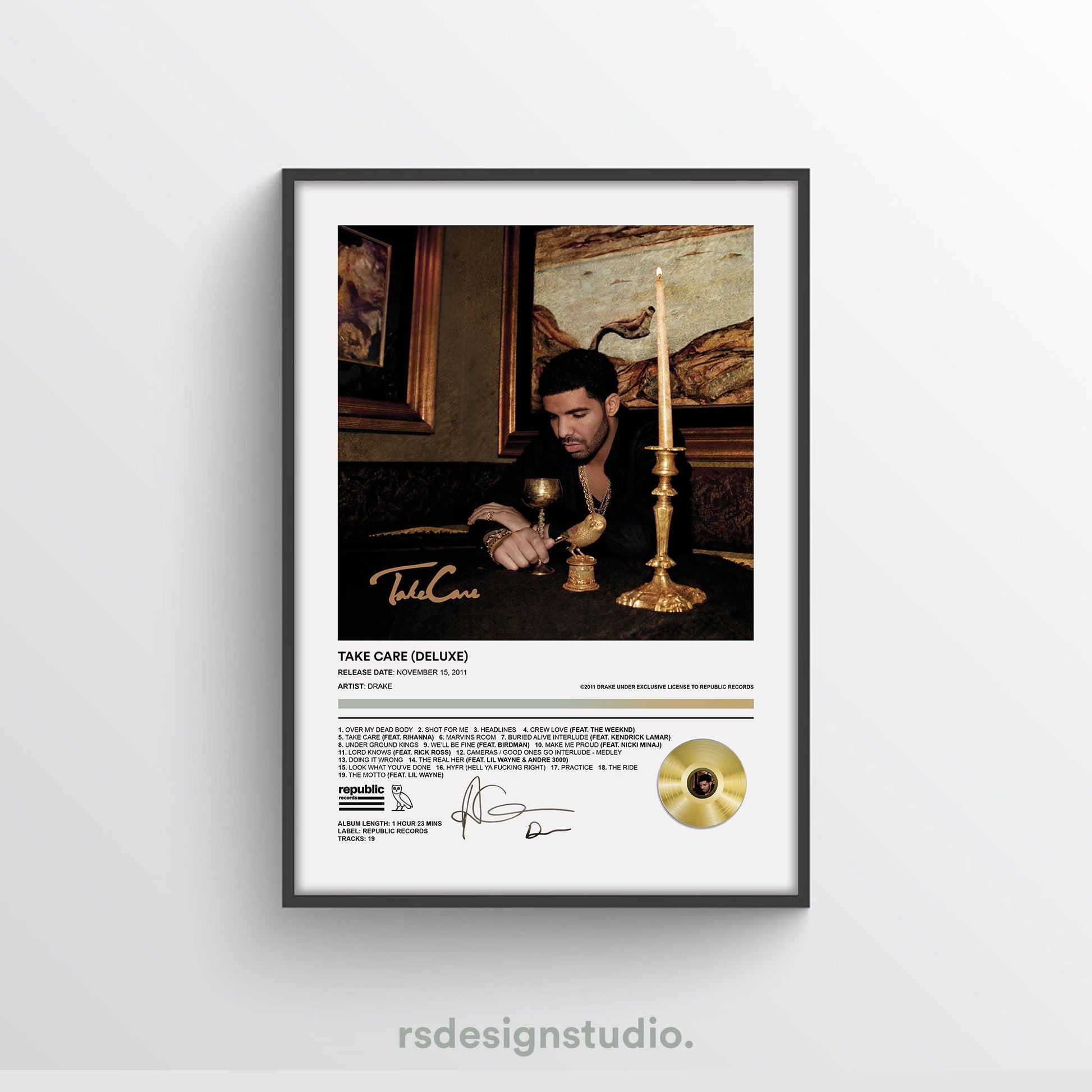 Drake Take Care (Deluxe) Album Poster - rsdesignstudio