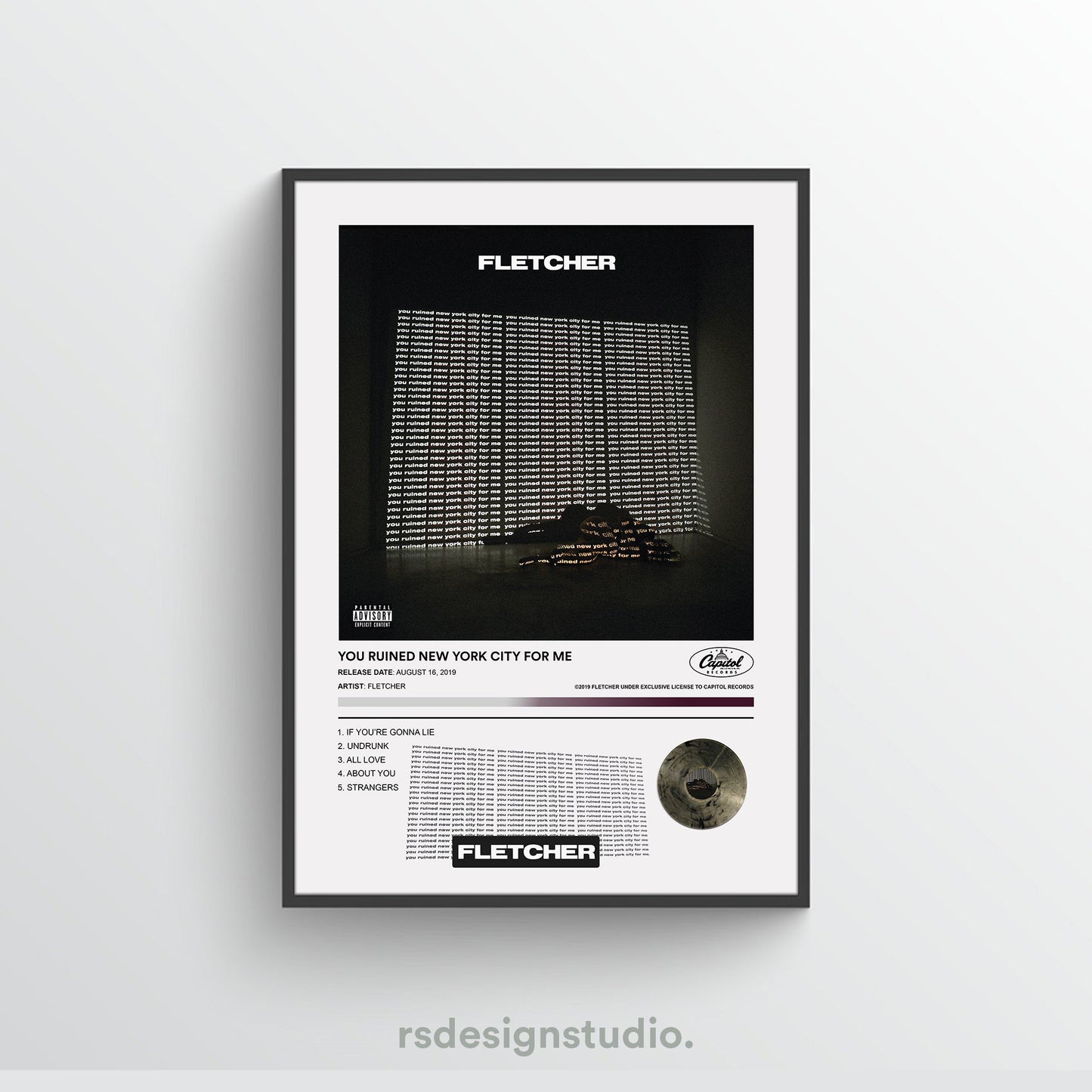 Fletcher YOU RUINED NEW YORK CITY FOR ME Album Poster