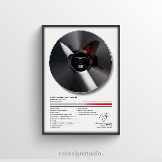 Post Malone Twelve Carat Toothache Vinyl Poster - rsdesignstudio
