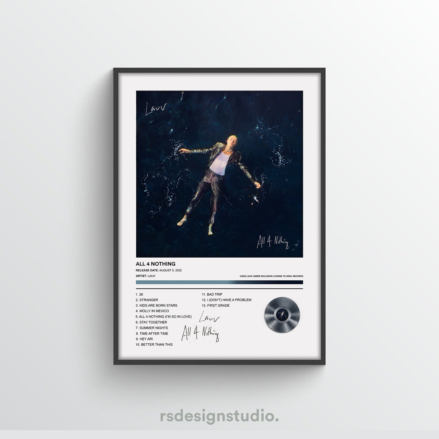 Lauv All 4 Nothing Album Poster - rsdesignstudio