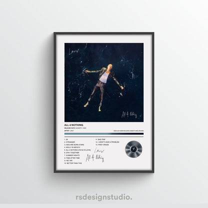Lauv All 4 Nothing Album Poster - rsdesignstudio