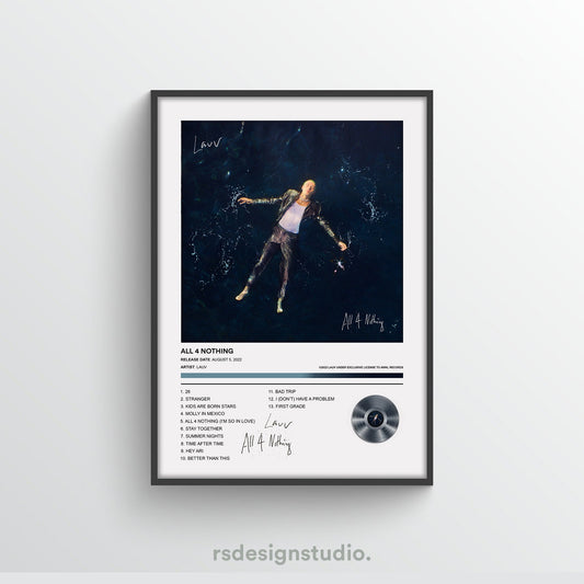 Lauv All 4 Nothing Album Poster - rsdesignstudio