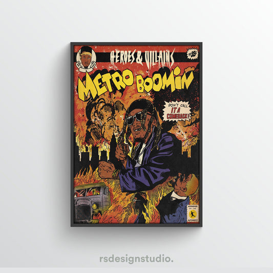Metro Boomin HEROES & VILLAINS Comic Poster