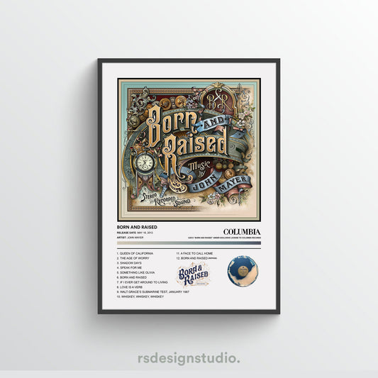 John Mayer BORN AND RAISED Album Poster