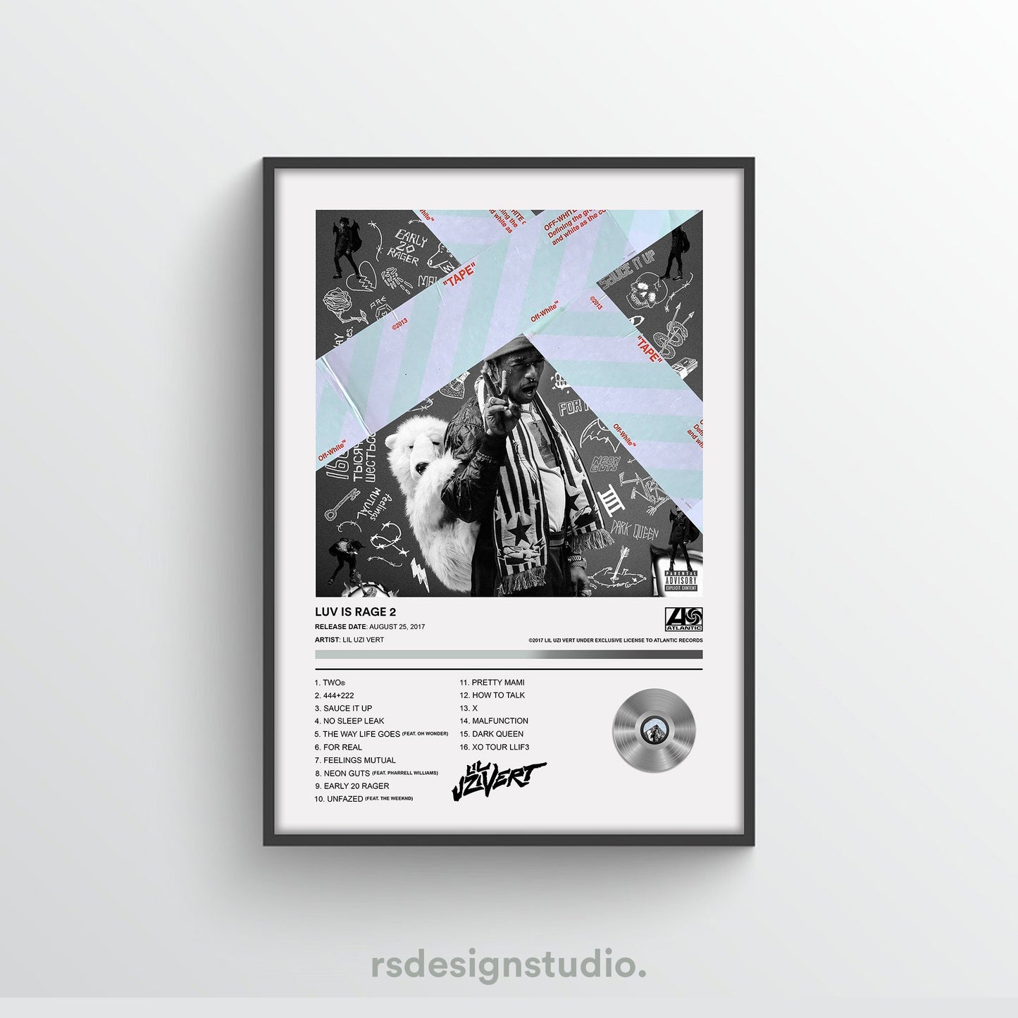 Lil Uzi Vert Luv Is Rage 2 Album Poster - rsdesignstudio
