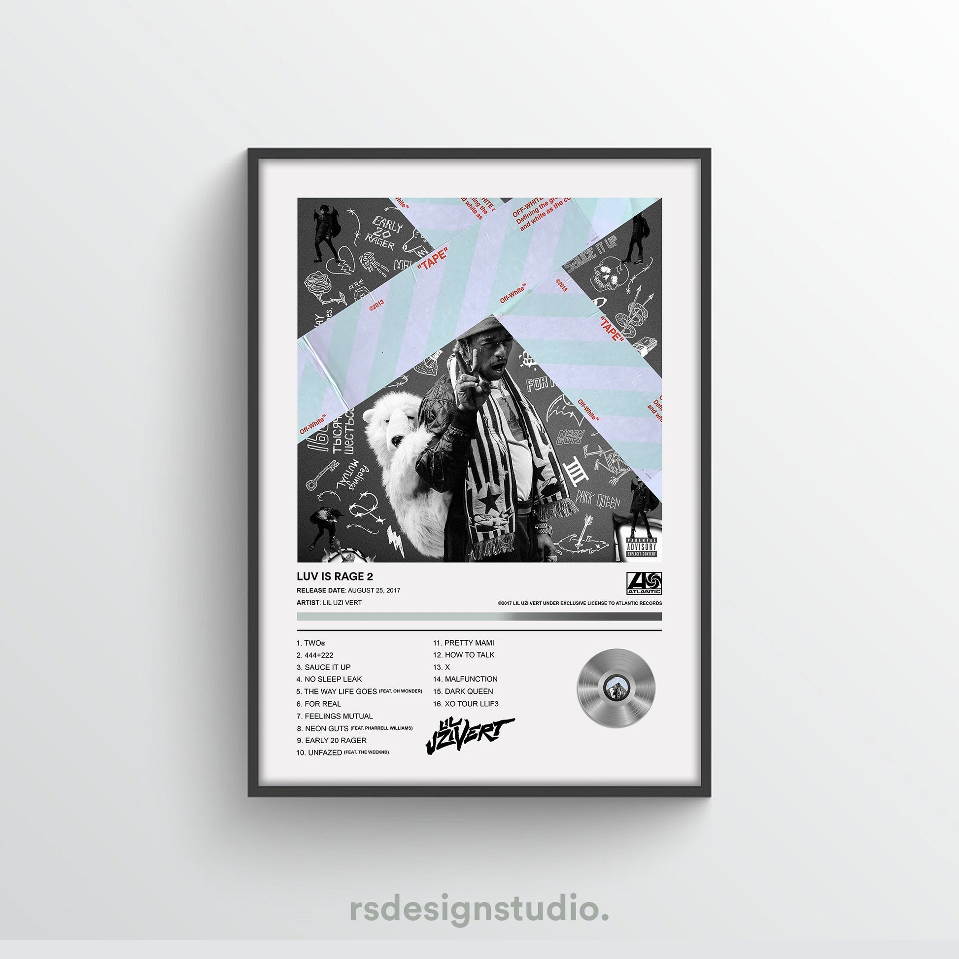 Lil Uzi Vert Luv Is Rage 2 Album Poster - rsdesignstudio