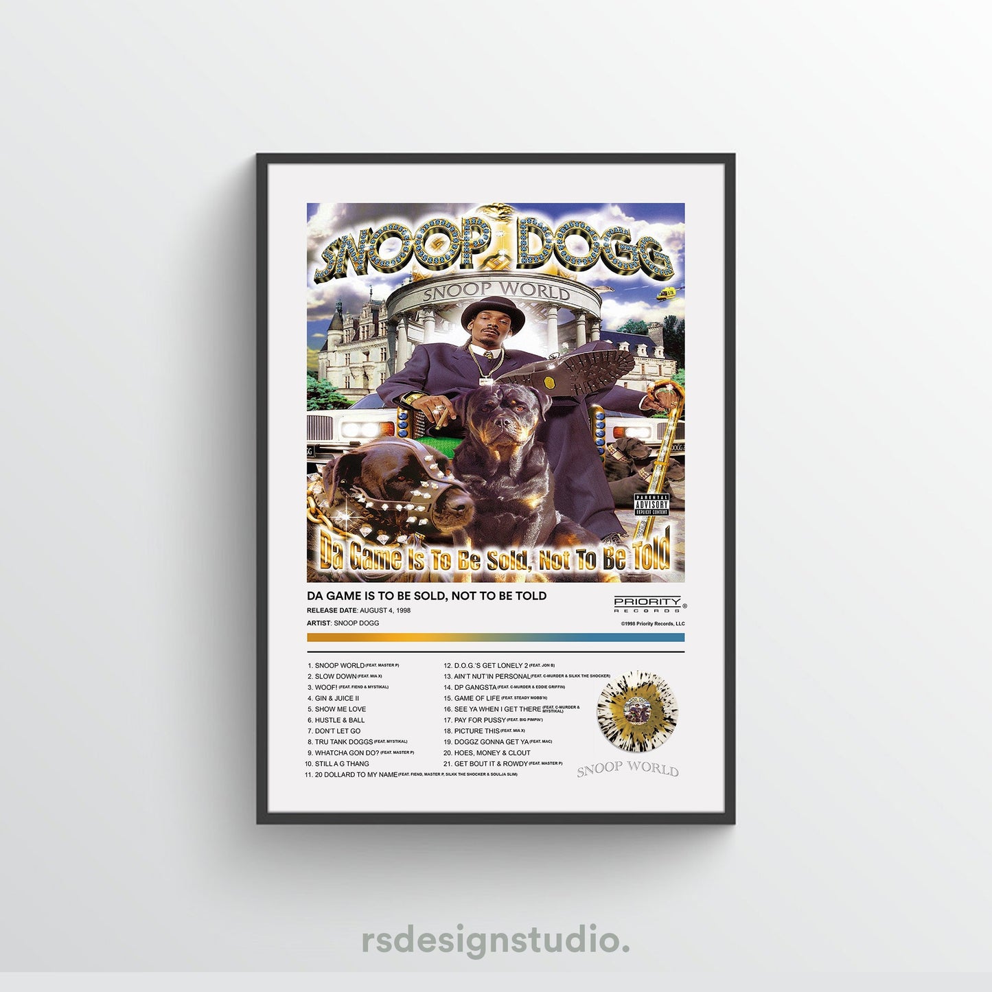 Snoop Dogg DA GAME IS TO BE SOLD, NOT TO BE TOLD Album Poster