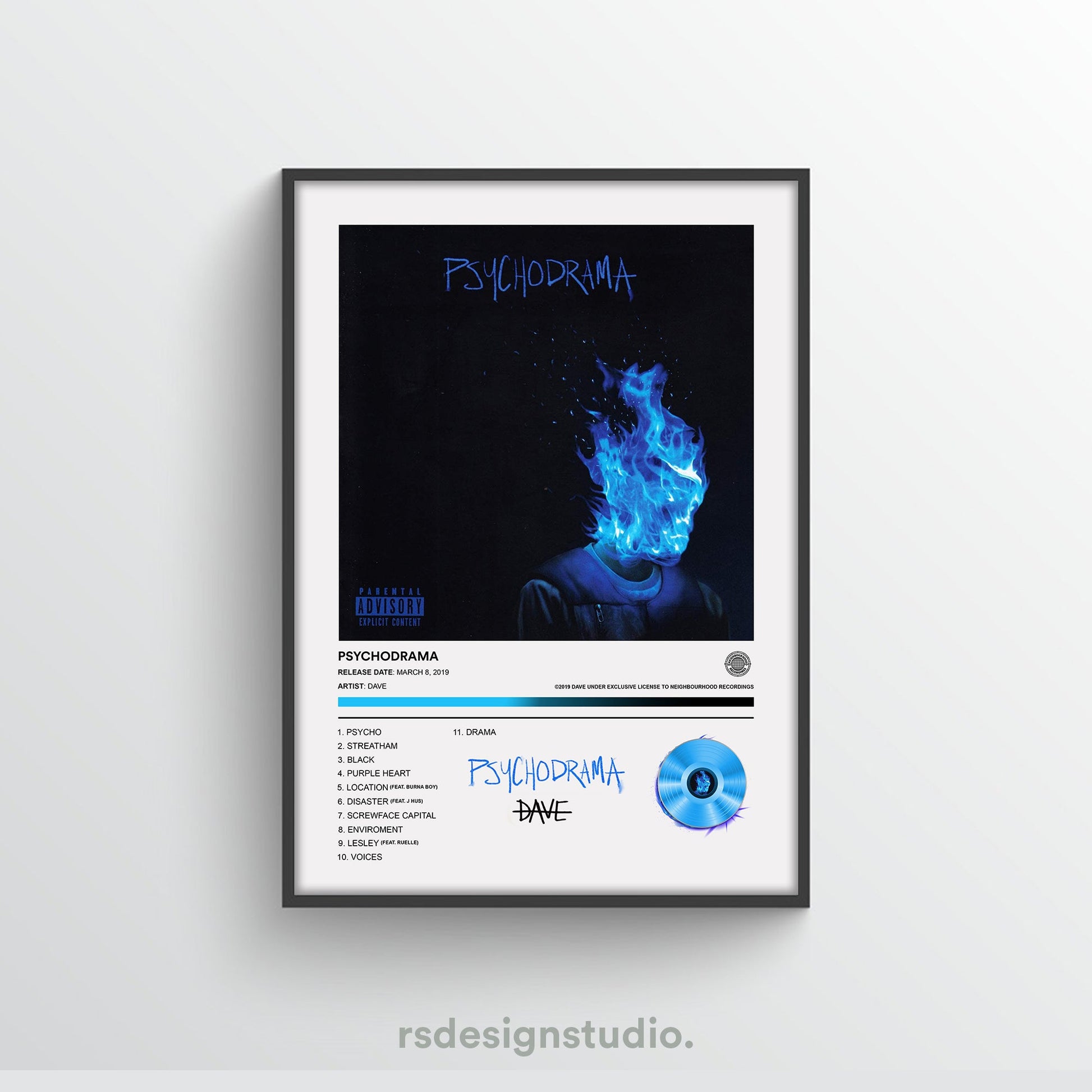 Dave Psychodrama Album Poster - rsdesignstudio