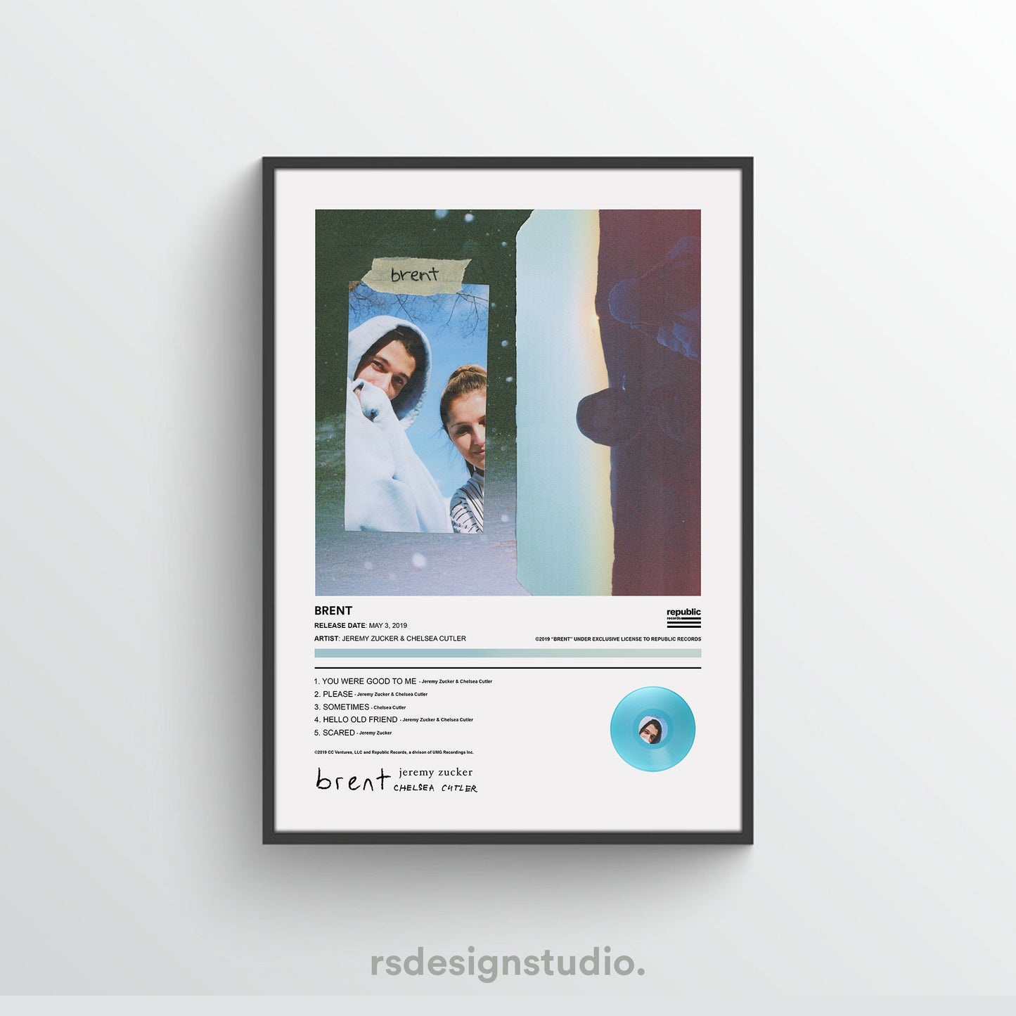 Jeremy Zucker & Chelsea Cutler BRENT Album Poster