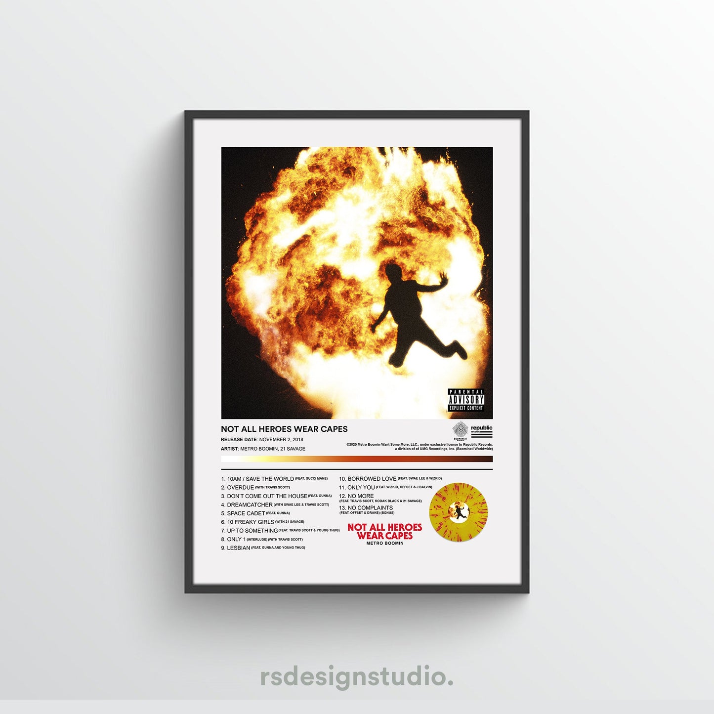 Metro Boomin & 21 Savage NOT ALL HEROES WEAR CAPES Album Poster