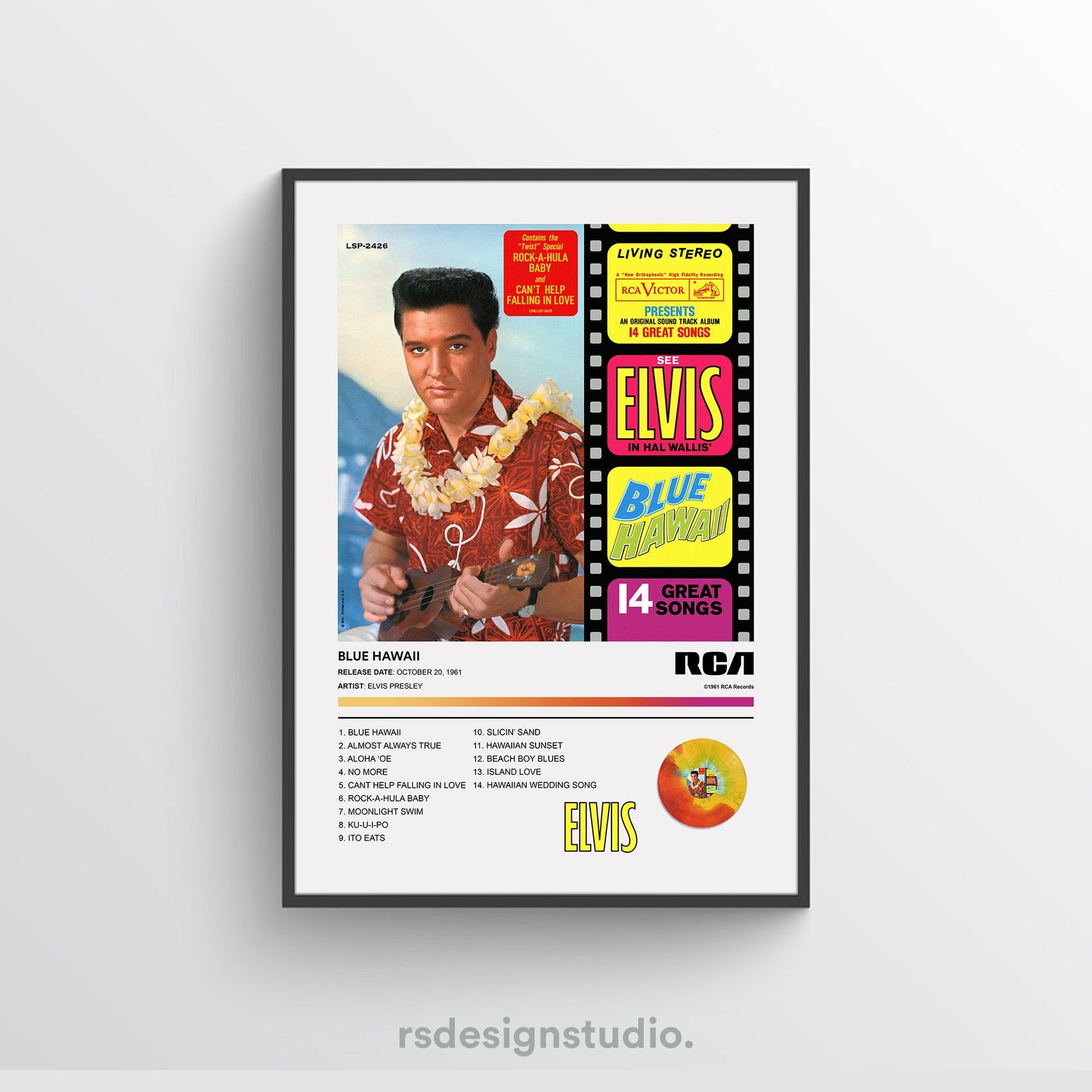 Elvis Presley BLUE HAWAII Album Poster