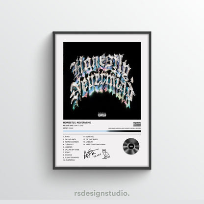 Drake Honestly, Nevermind Album Poster - rsdesignstudio