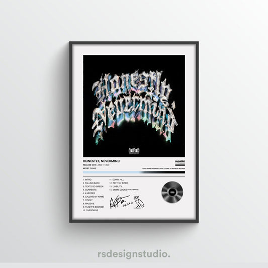 Drake Honestly, Nevermind Album Poster - rsdesignstudio
