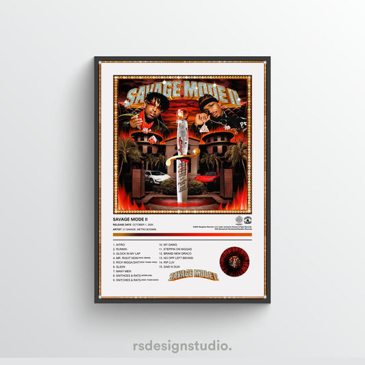 21 Savage & Metro Boomin SAVAGE MODE II Album Poster
