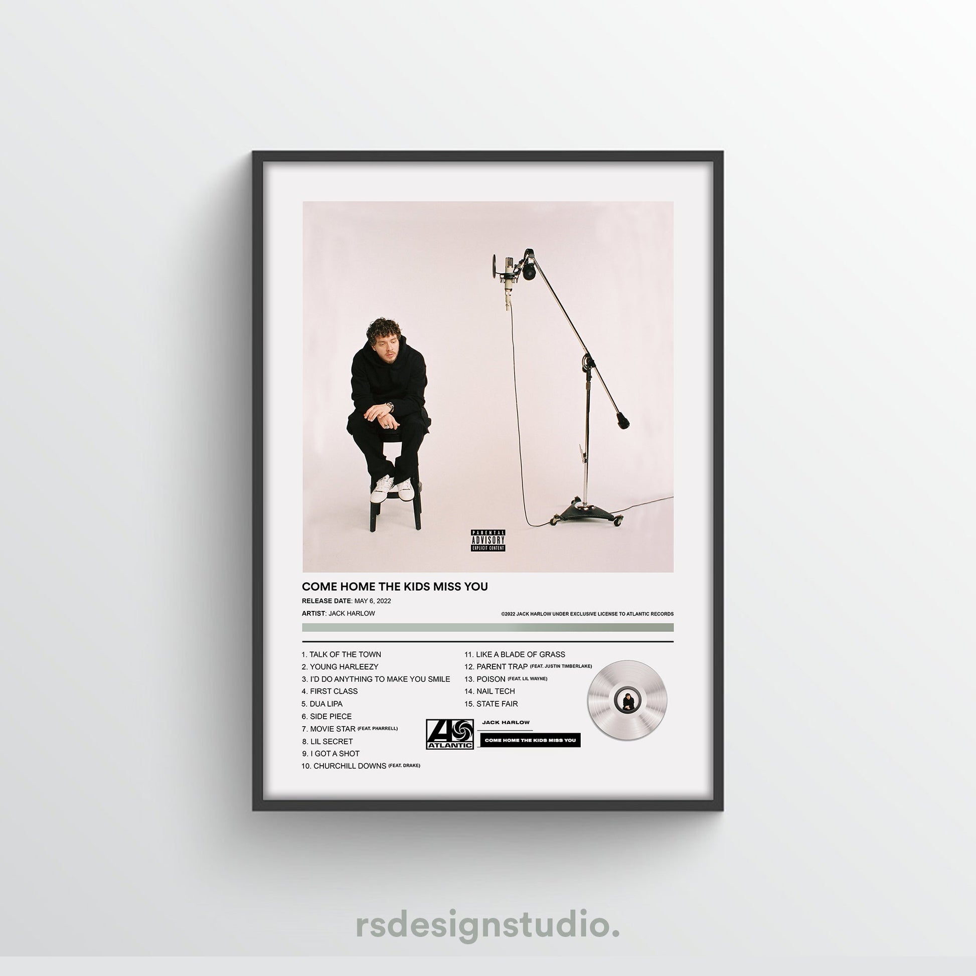 Jack Harlow Come Home The Kids Miss You Album Poster - rsdesignstudio