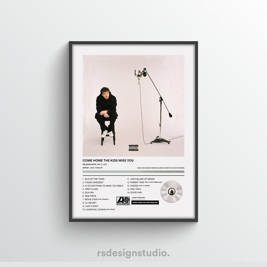 Jack Harlow Come Home The Kids Miss You Album Poster - rsdesignstudio