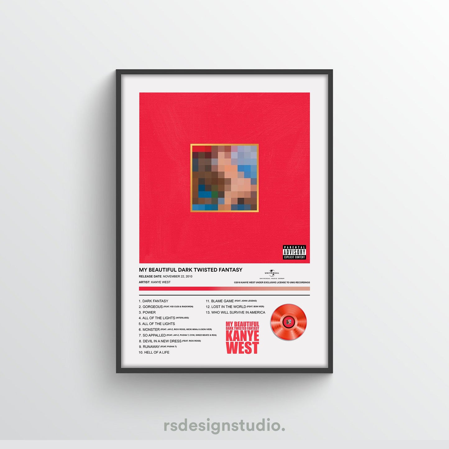Kanye West My Beautiful Dark Twisted Fantasy Album Poster
