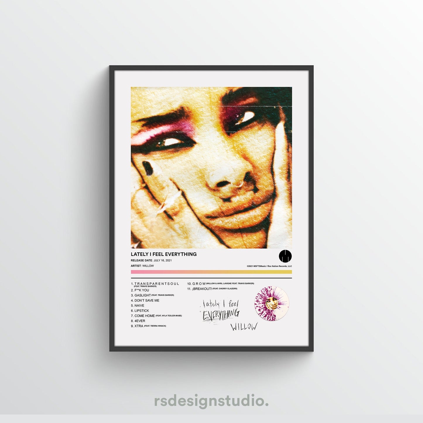 Willow LATELY I FEEL EVERYTHING Album Poster