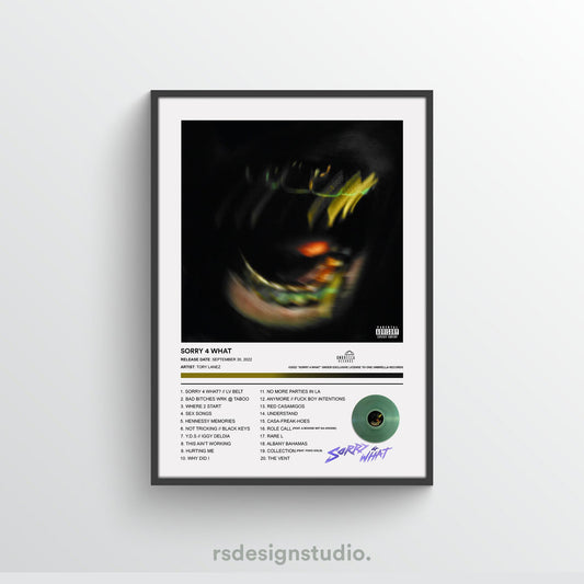 Tory Lanez SORRY 4 WHAT Album Poster