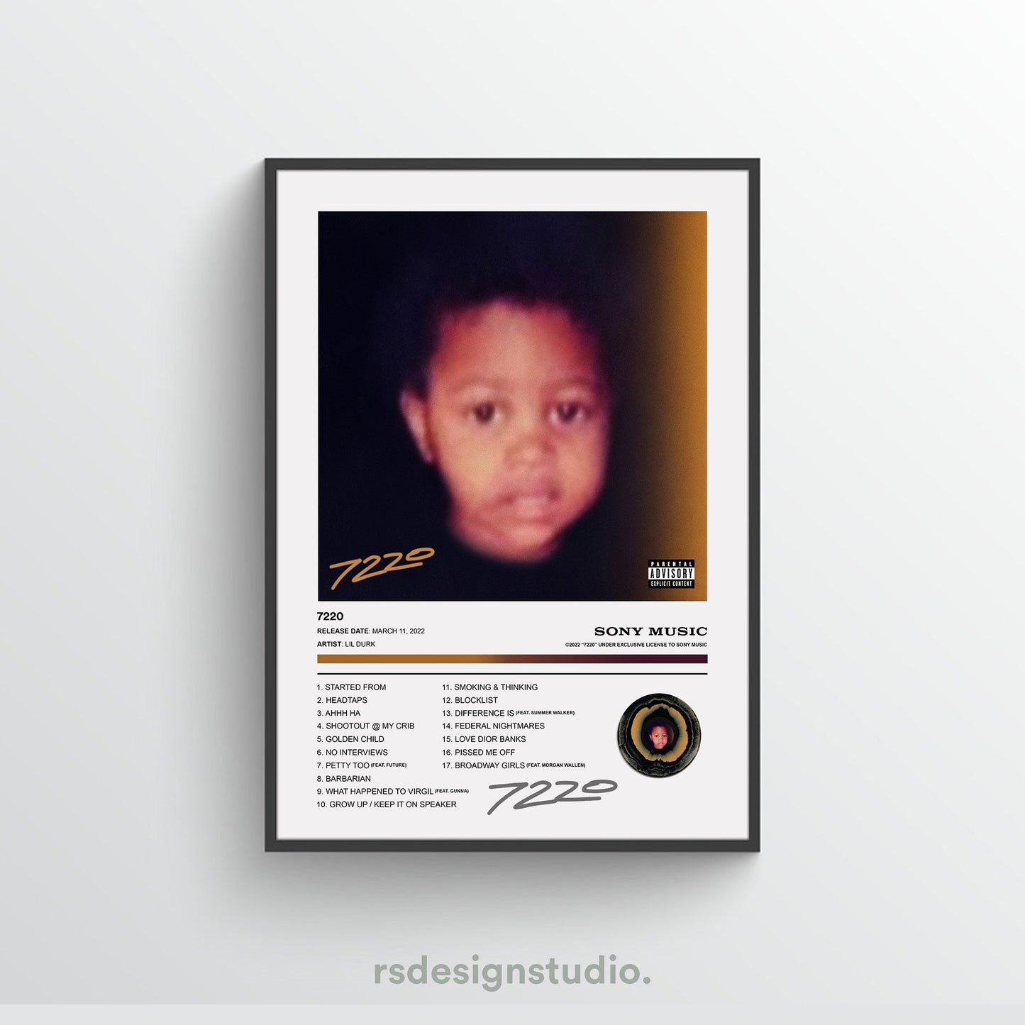 Lil Durk 7220 Album Poster