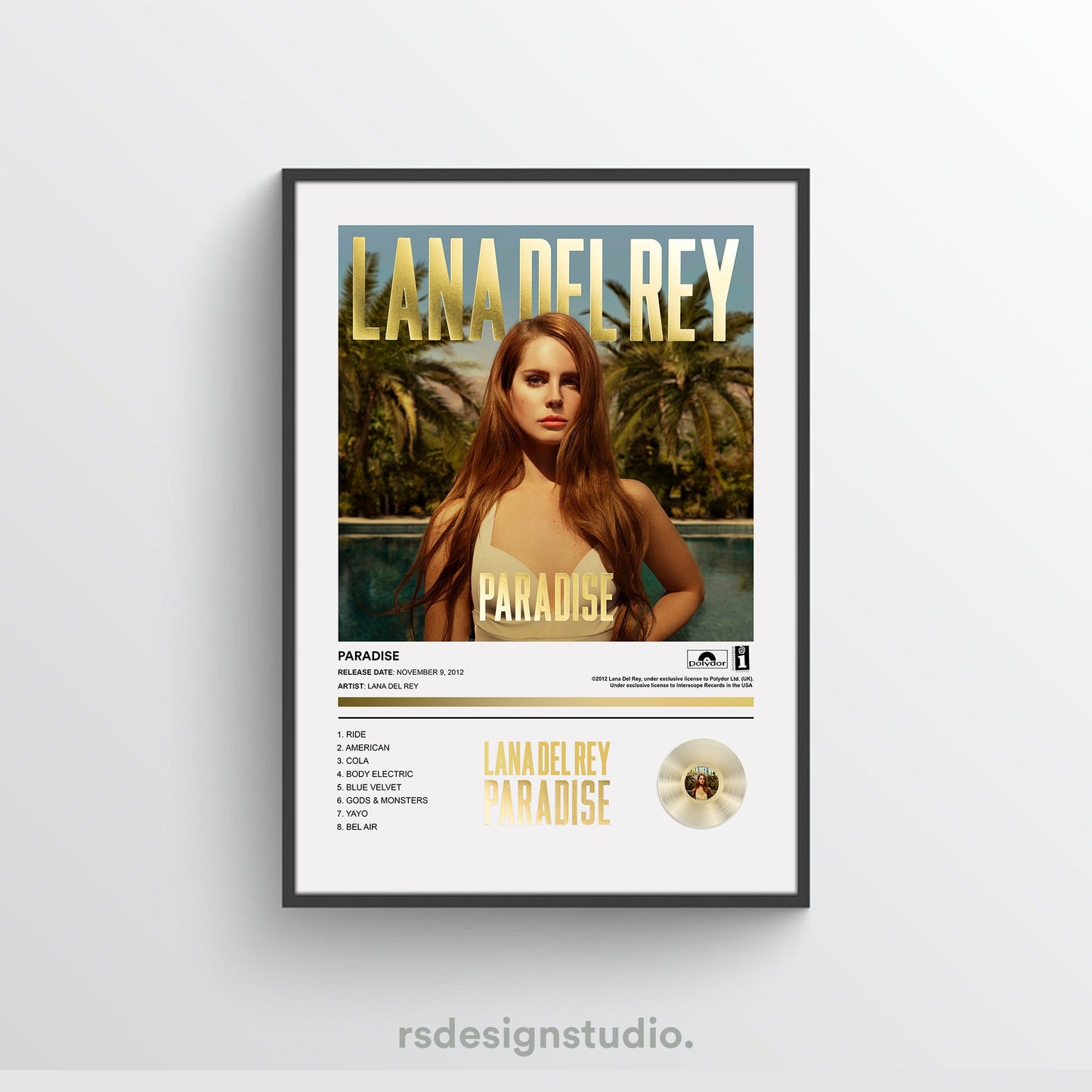 Lana Del Rey PARADISE Album Poster