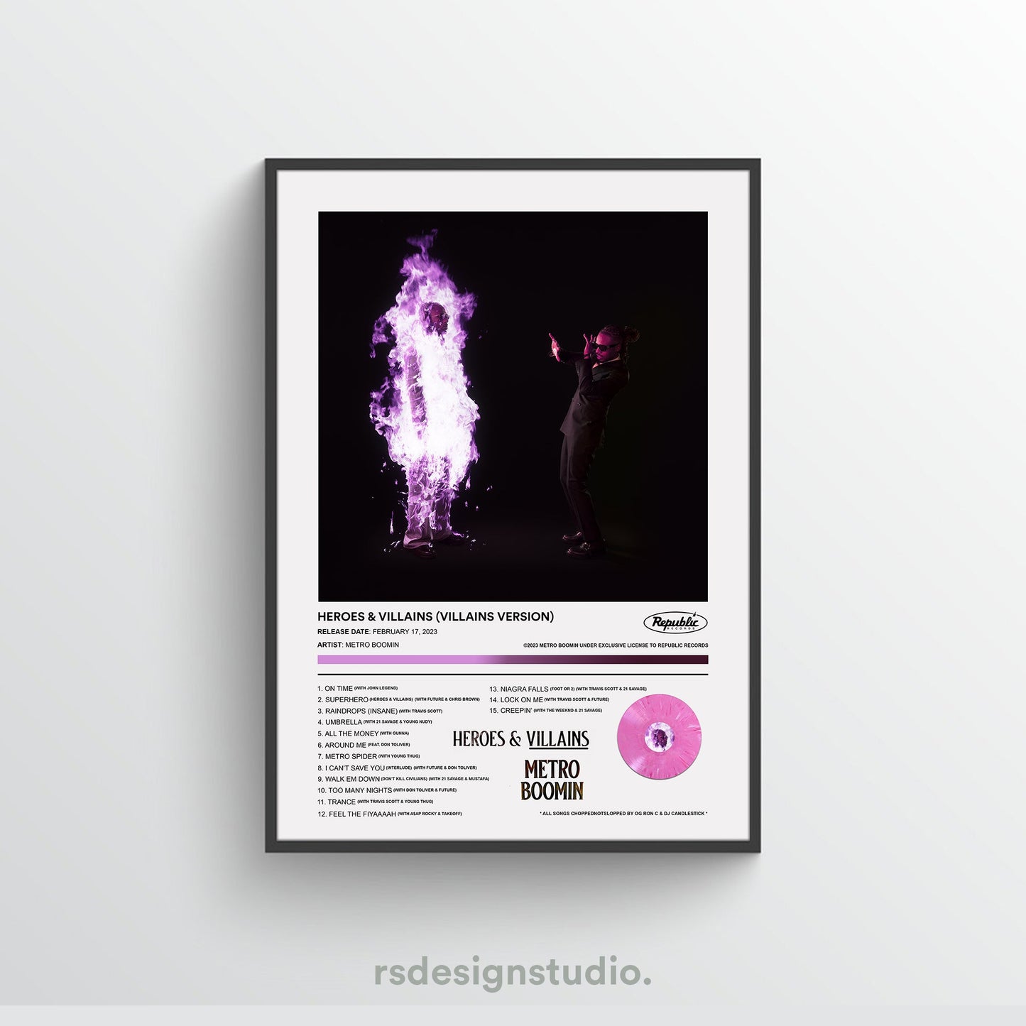 Metro Boomin HEROES & VILLAINS (VILLAINS VERSION) Album Poster