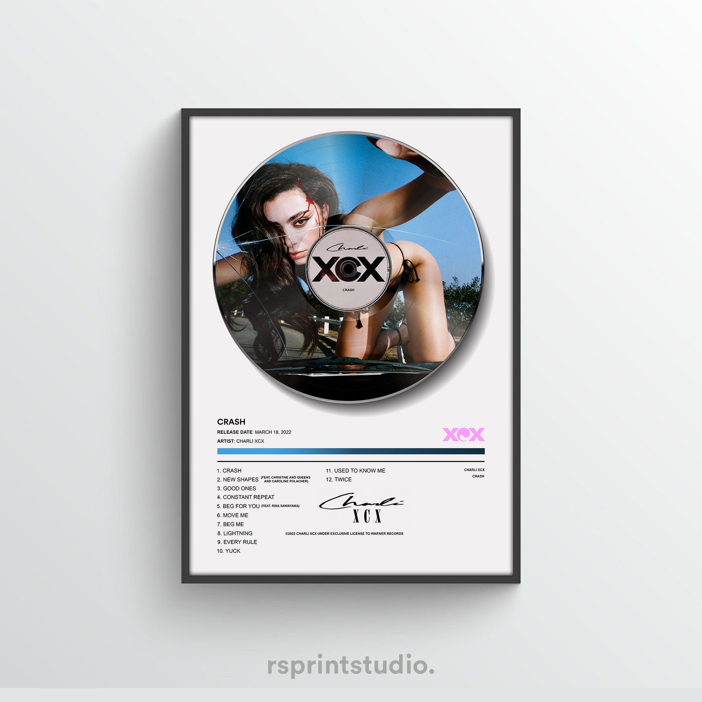 Charli XCX Crash Vinyl Poster - rsdesignstudio