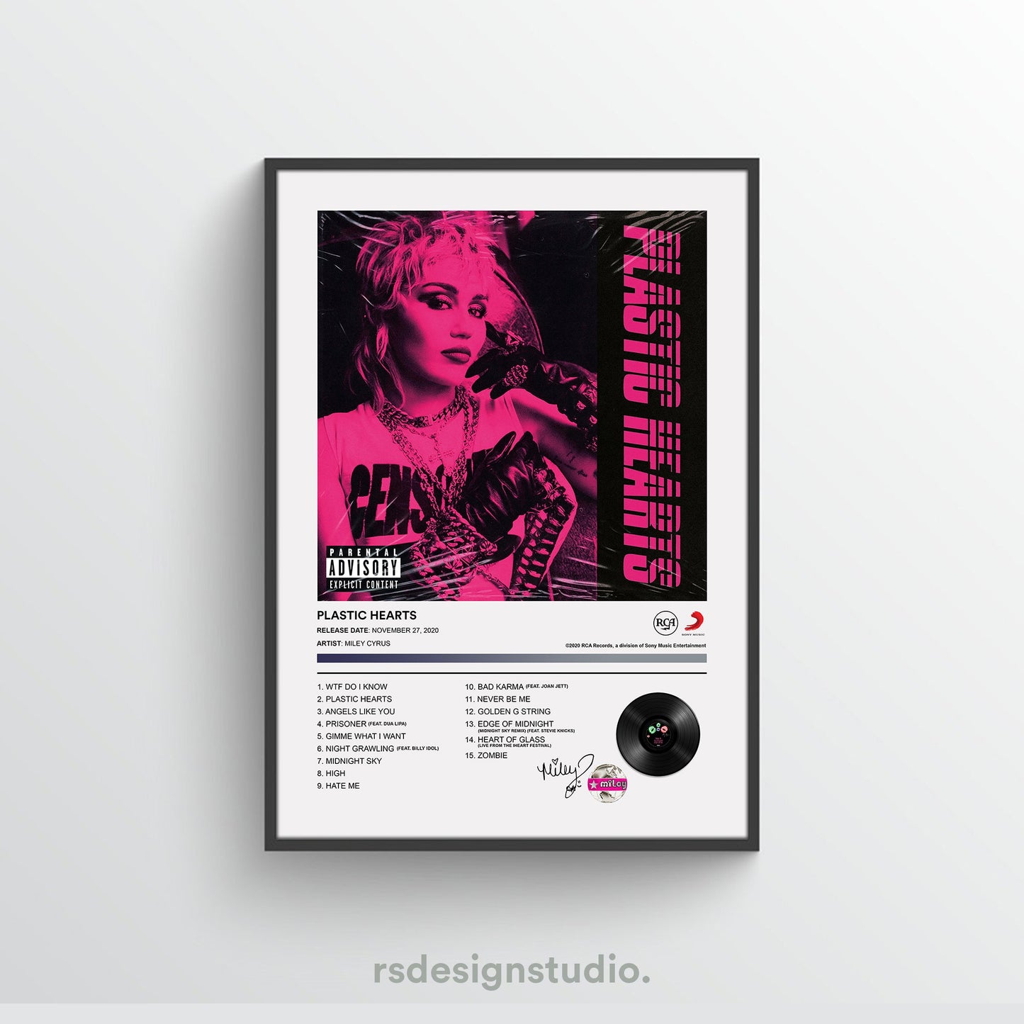 Miley Cyrus PLASTIC HEARTS Album Poster
