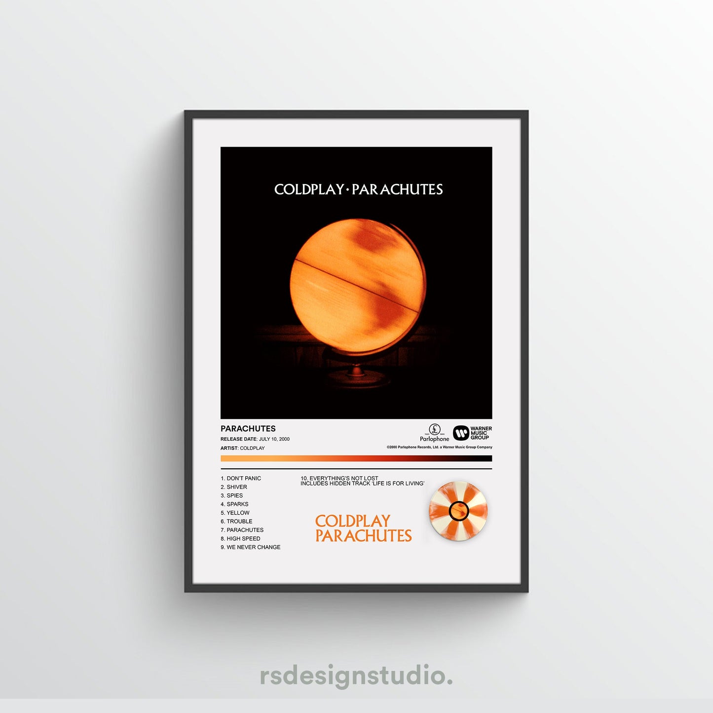 Coldplay PARACHUTES Album Poster