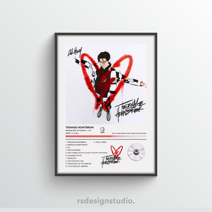 Lil Huddy Teenage Heartbreak Album Poster - rsdesignstudio