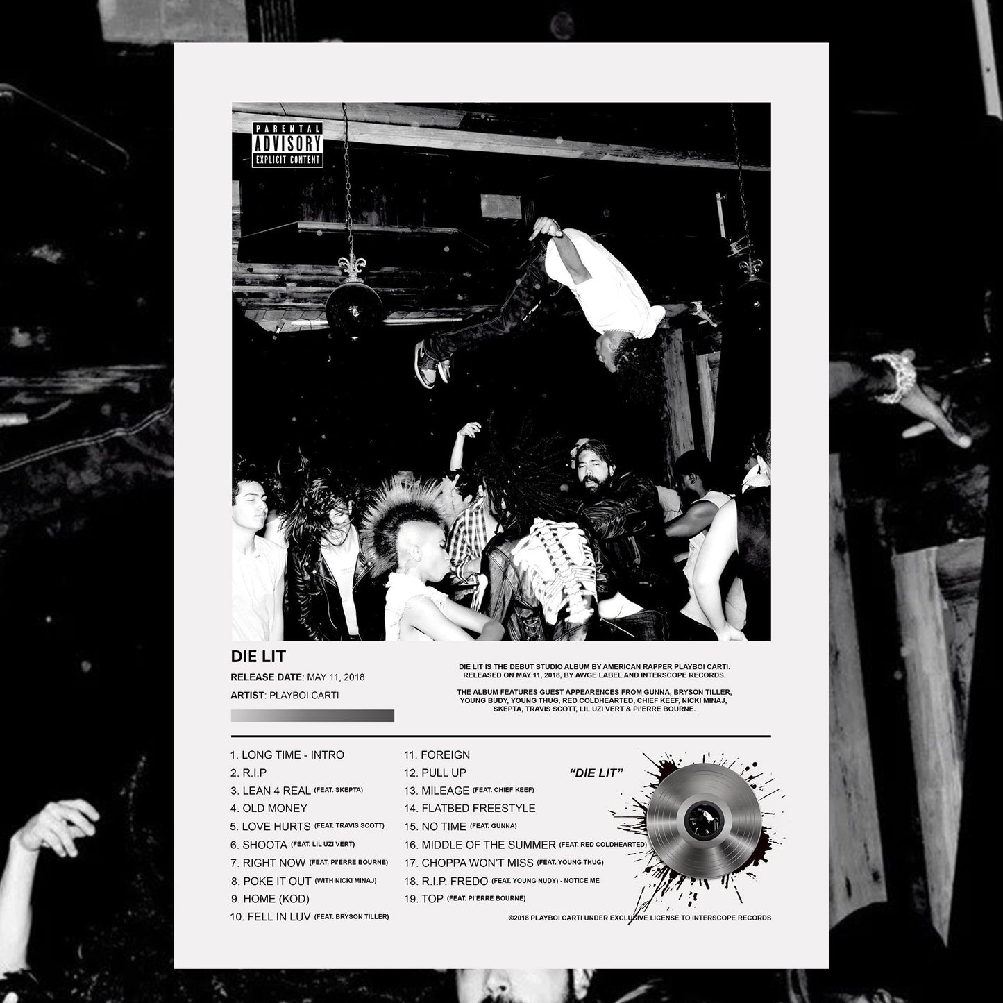 Playboi Carti DIE LIT Album Poster - rsdesignstudio