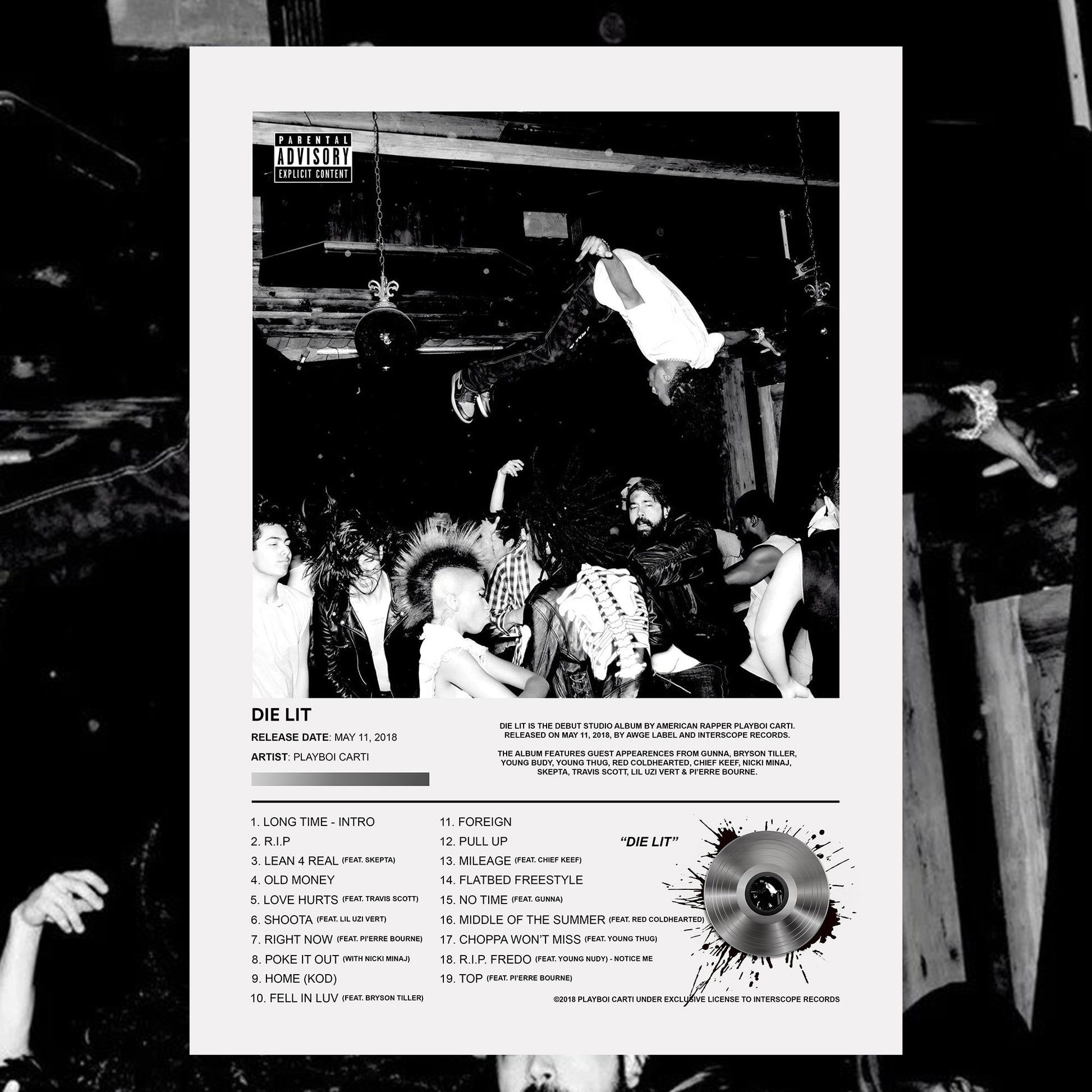 Playboi Carti DIE LIT Album Poster - rsdesignstudio