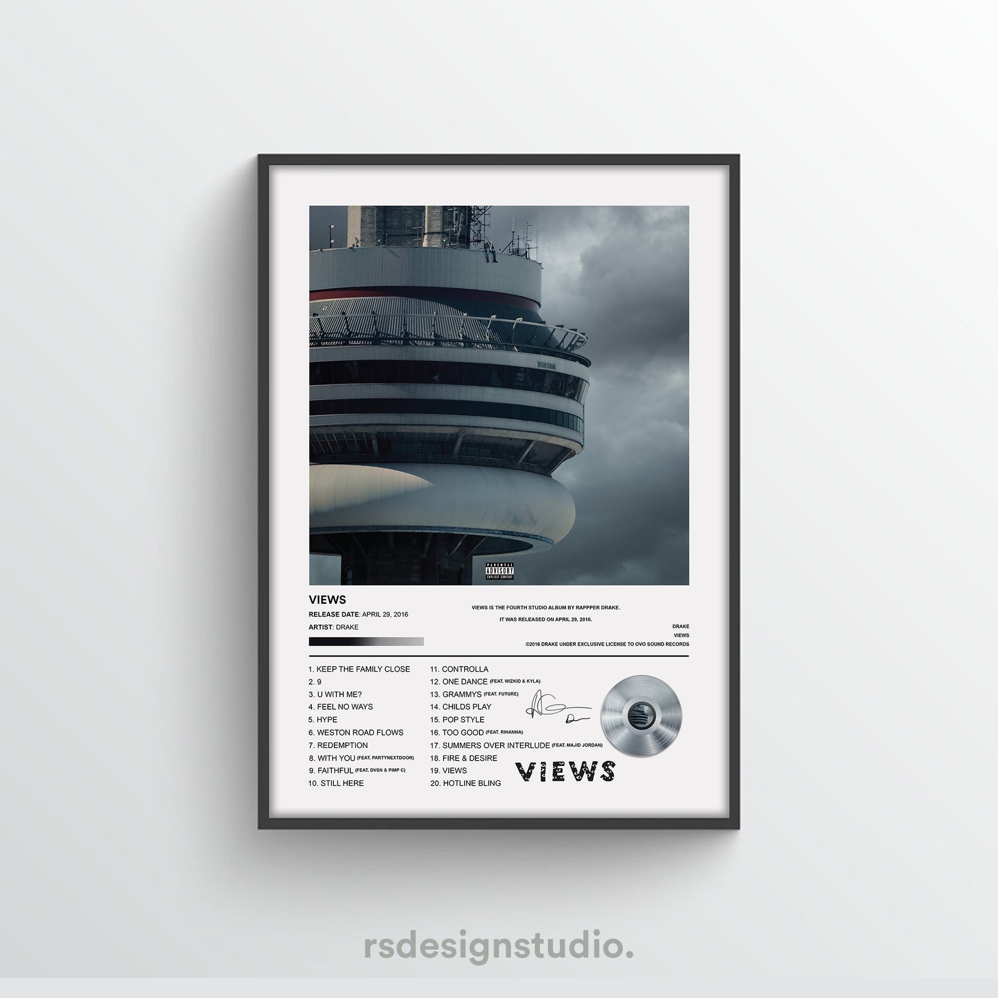 Drake VIEWS Album Poster - rsdesignstudio